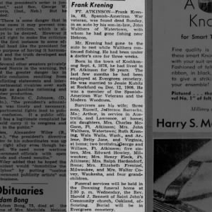 Obituary for Frank Krening